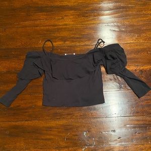 Black Crop Top with Ruffles